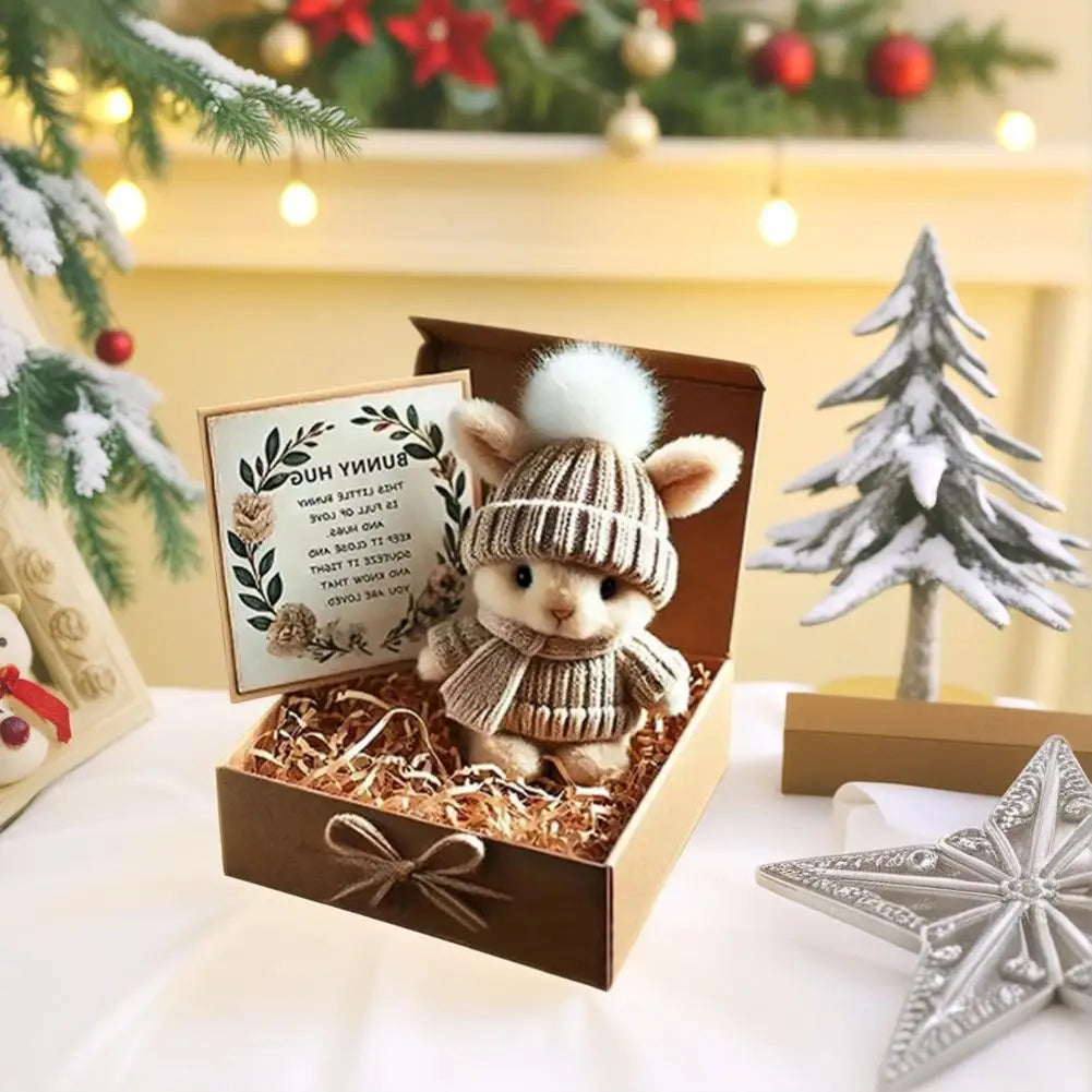 Easter Bunny Gift - Mini Plush Bunny with Knitted Hat | Cute Easter Gifts