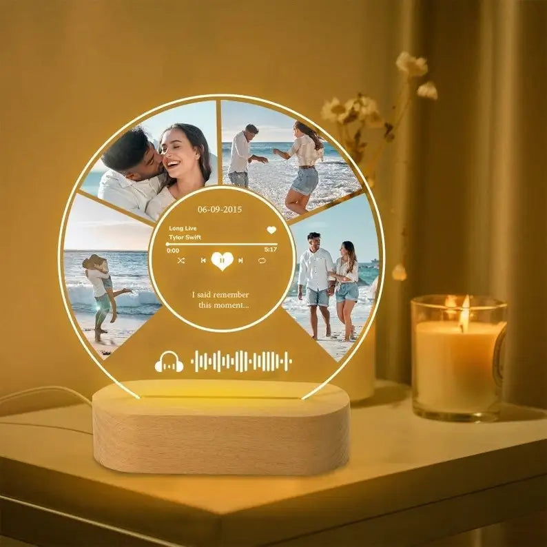 Custom Valentine's Day Gifts Song Plaque Personalized Lamp With Photo Custom couple Romantic Birthday Gift Acrylic Frame