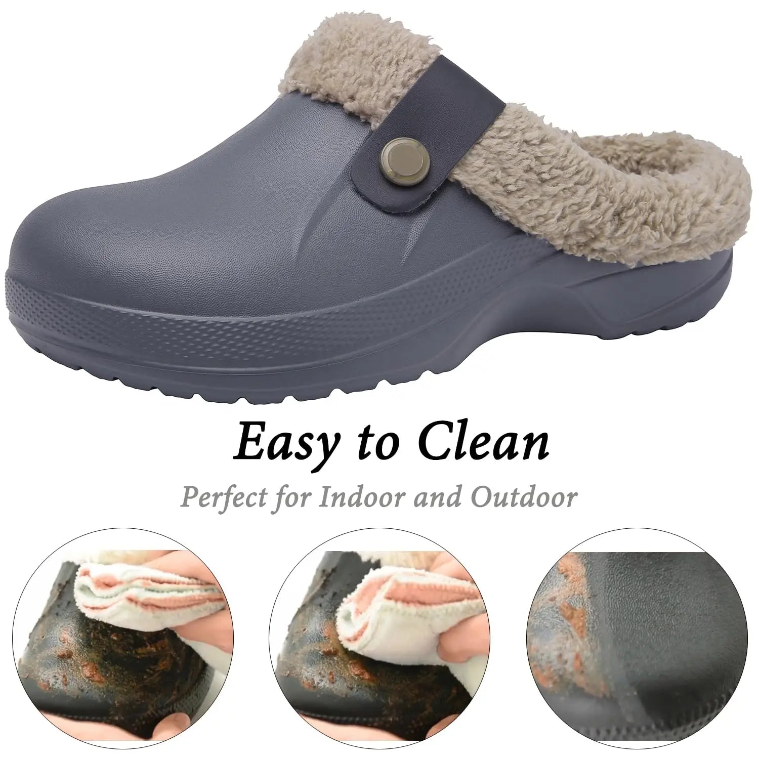 Men's Waterproof Fur Slippers – Warm Non-Slip Winter Shoes