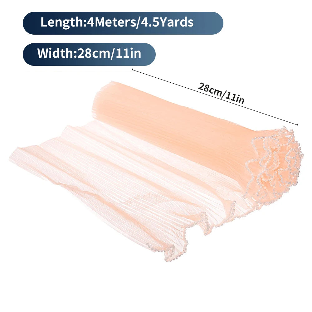 White Floral Packaging for Bouquets  Including Decorative Mesh Wrapping Paper, Pearl-Edged Wrapping Paper, Wrinkled Wave Mesh