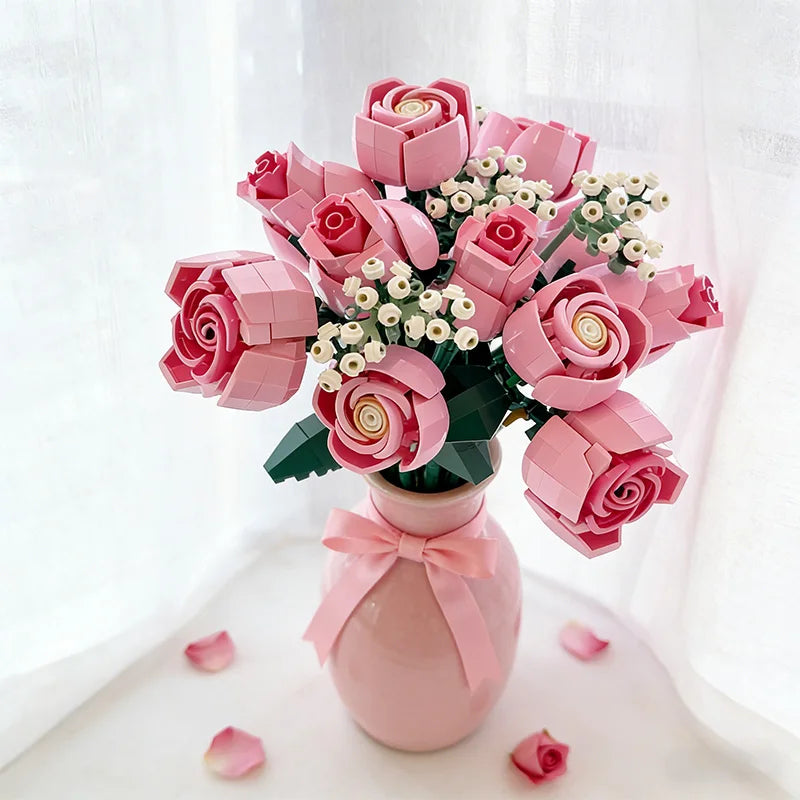 Building Block Rose Bouquet - Mother's Day & Christmas Gift Set