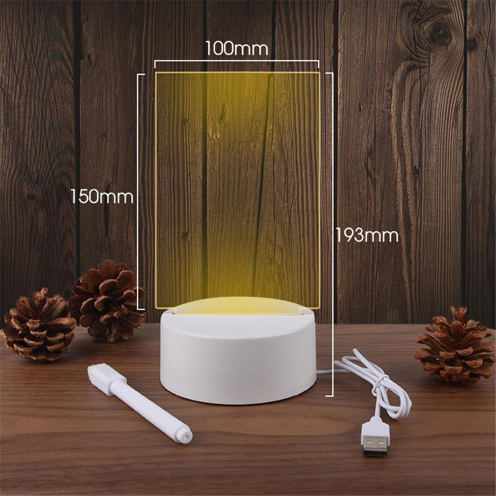 LED Message Board Night Light - USB Erasable Acrylic Desk Lamp Mothers Day Birthday