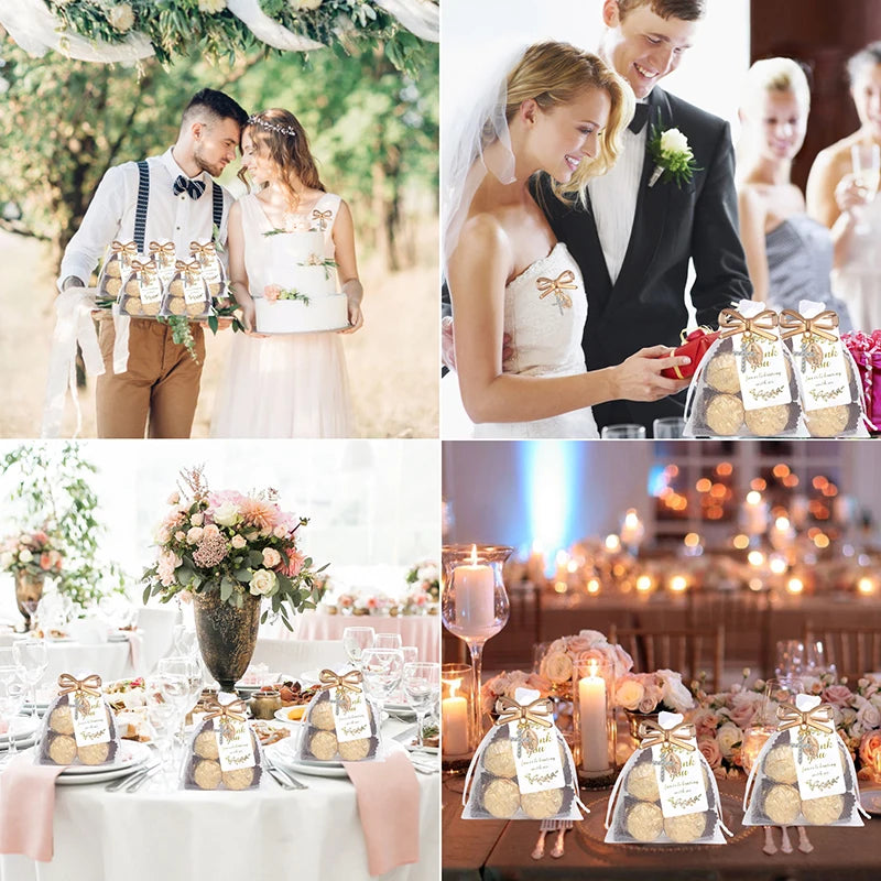 Wedding Favors Gold Bow Brooch Gift Set with Thank You Cards