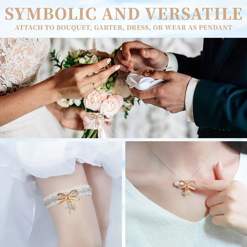 Wedding Favors Gold Bow Brooch Gift Set with Thank You Cards