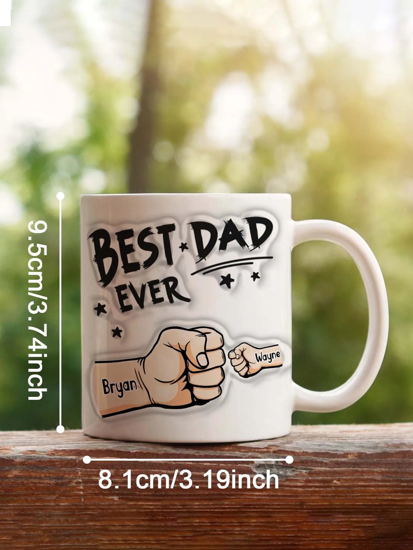 Personalized Dad 11oz 3D Mug for Father's Day Custom Name Coffee Cup with 3D Text Effect8