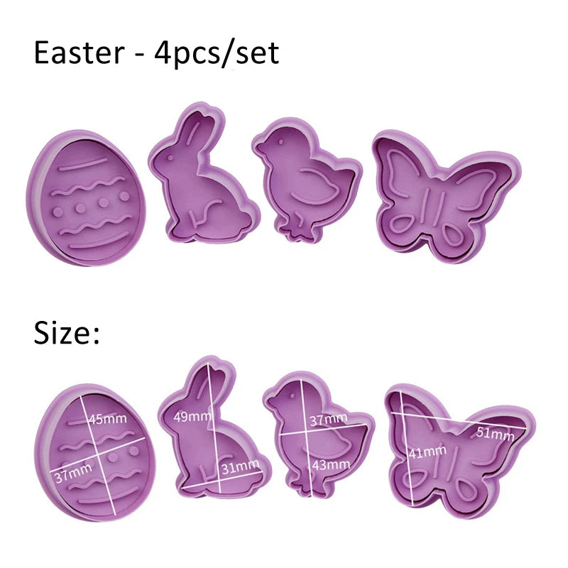 Easter Cookie Cutter Set - Bunny, Egg & Chick Molds for Spring Baking