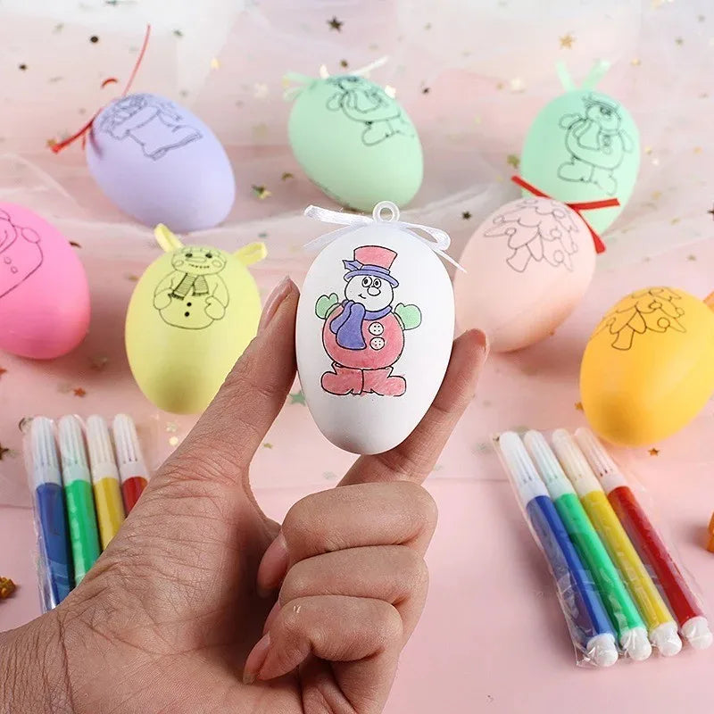 DIY Painting Easter Eggs with Colorful Paint Pens - Easter Egg Decorating Kit for Kids