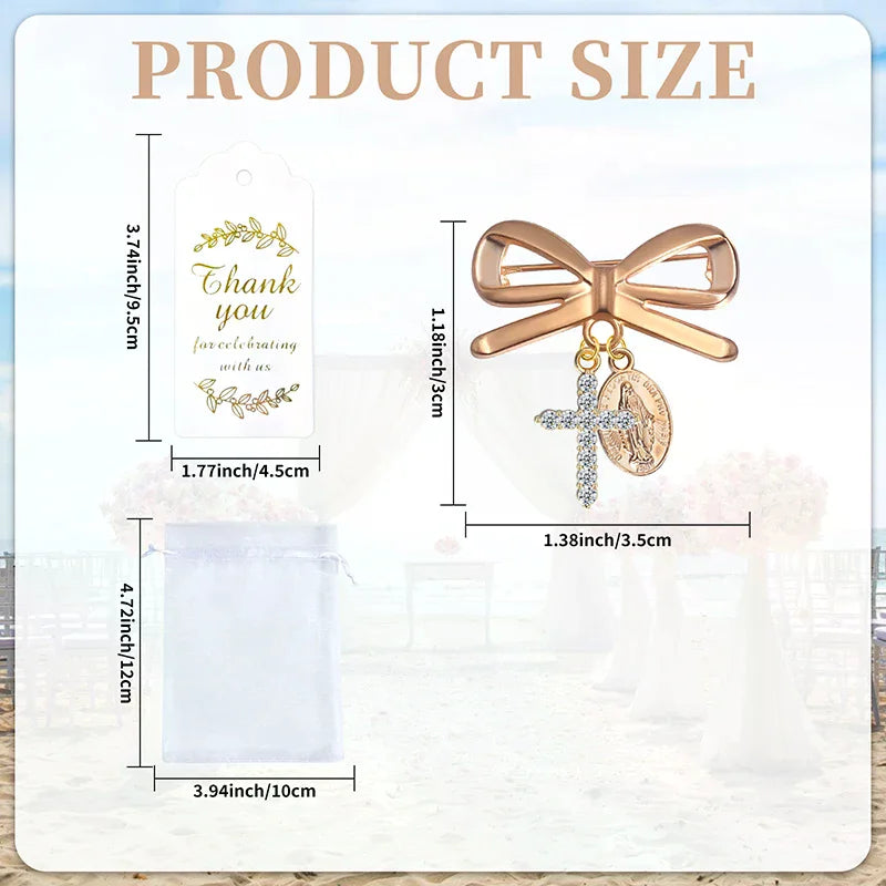 Wedding Favors Gold Bow Brooch Gift Set with Thank You Cards