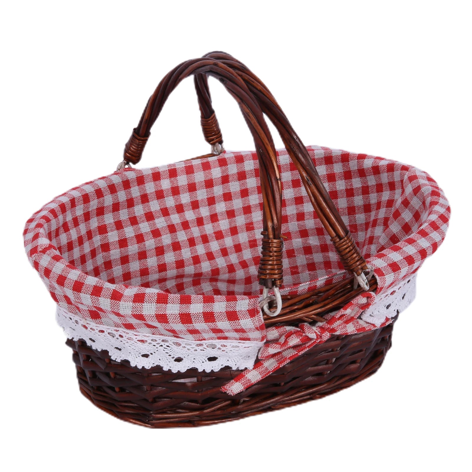 Woven Rattan Easter Basket with Folding Handle - Eco-Friendly Picnic & Gift Basket