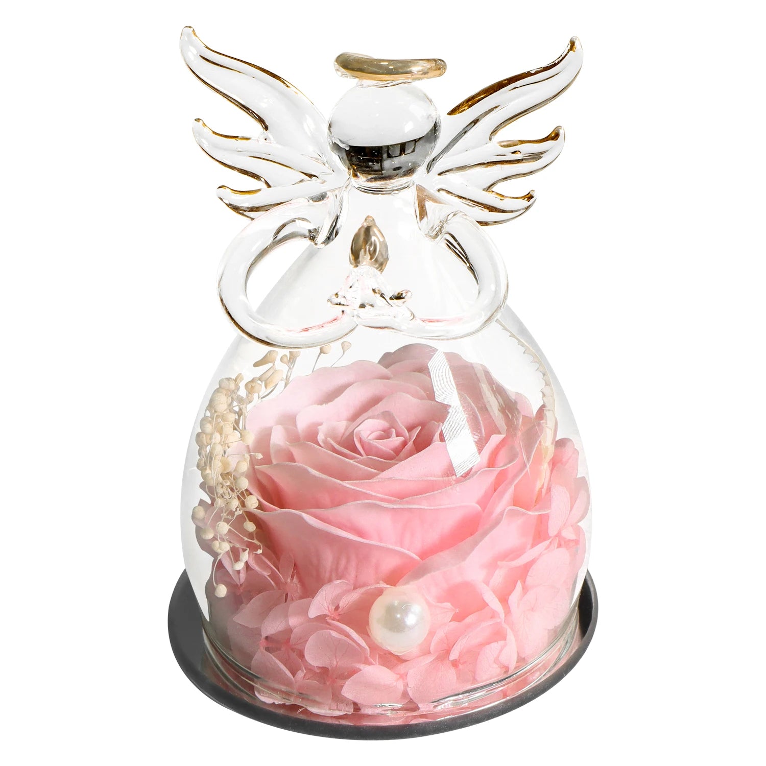 Soap Rose in Angel Glass Dome - Eternal Flower Gift