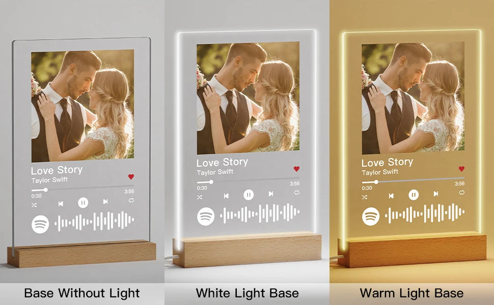Custom Valentine's Day Gifts Song Plaque Personalized Lamp With Photo Custom couple Romantic Birthday Gift Acrylic Frame