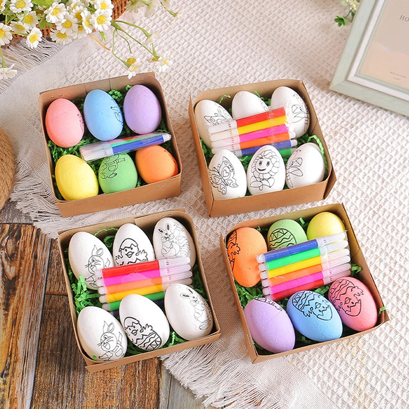 Easter DIY Hand-Painted Eggs Kit with Cartoon Design - Kids Easter Craft Gift
