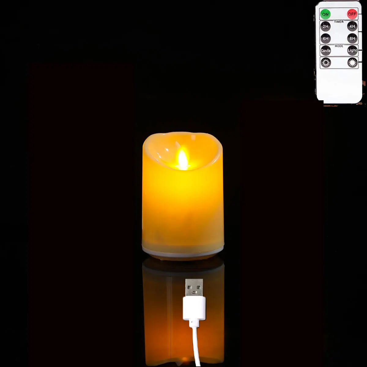1 or 3 Pieces Birthday USB Charge Remote Control LED Decorative Moving Wick Candles, 10/12.5/15 cm Rechargeable Dancing Church Candles