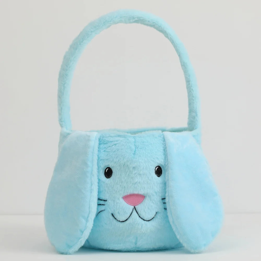 Easter Bunny Basket for Kids - Plush Egg Hunt Bag