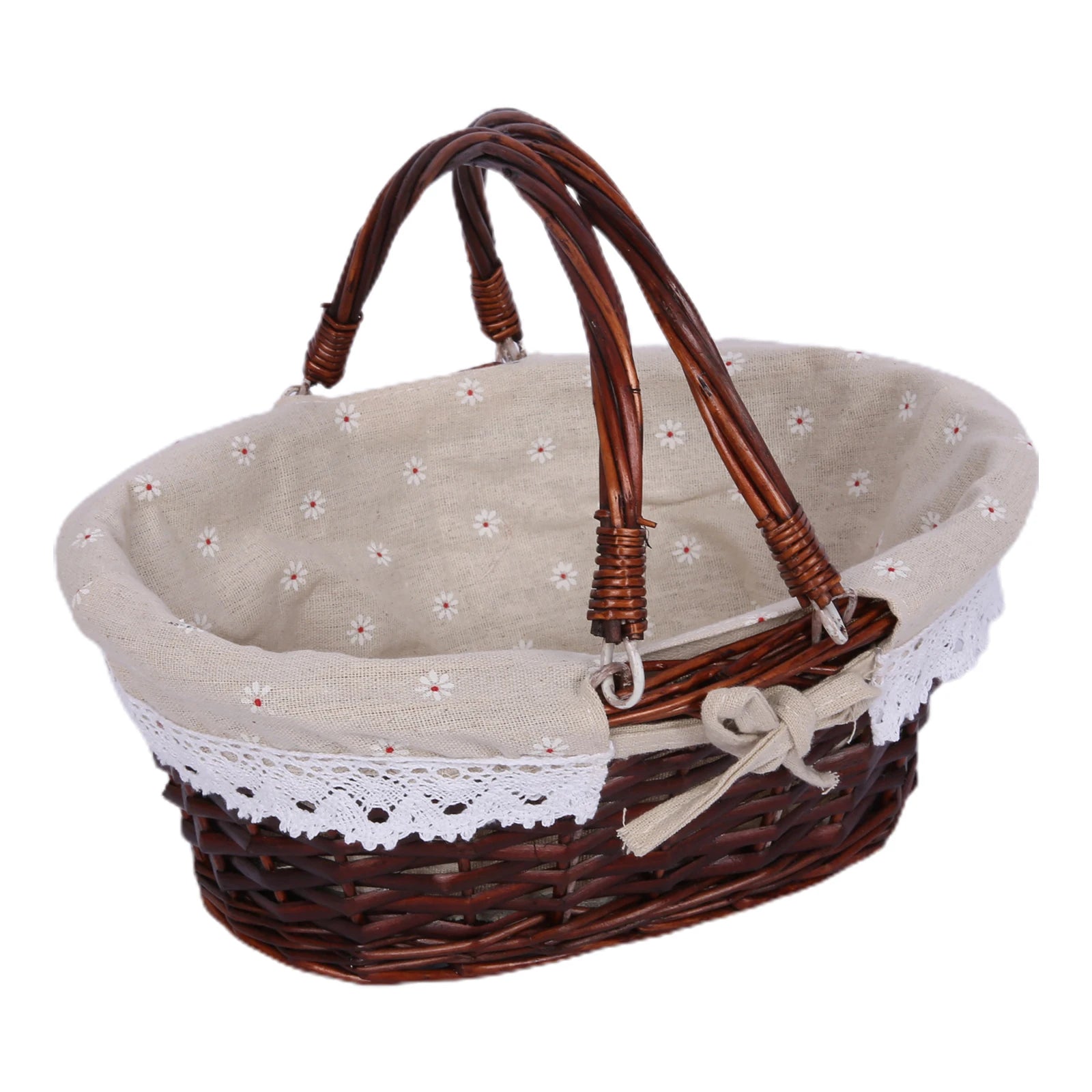 Woven Rattan Easter Basket with Folding Handle - Eco-Friendly Picnic & Gift Basket