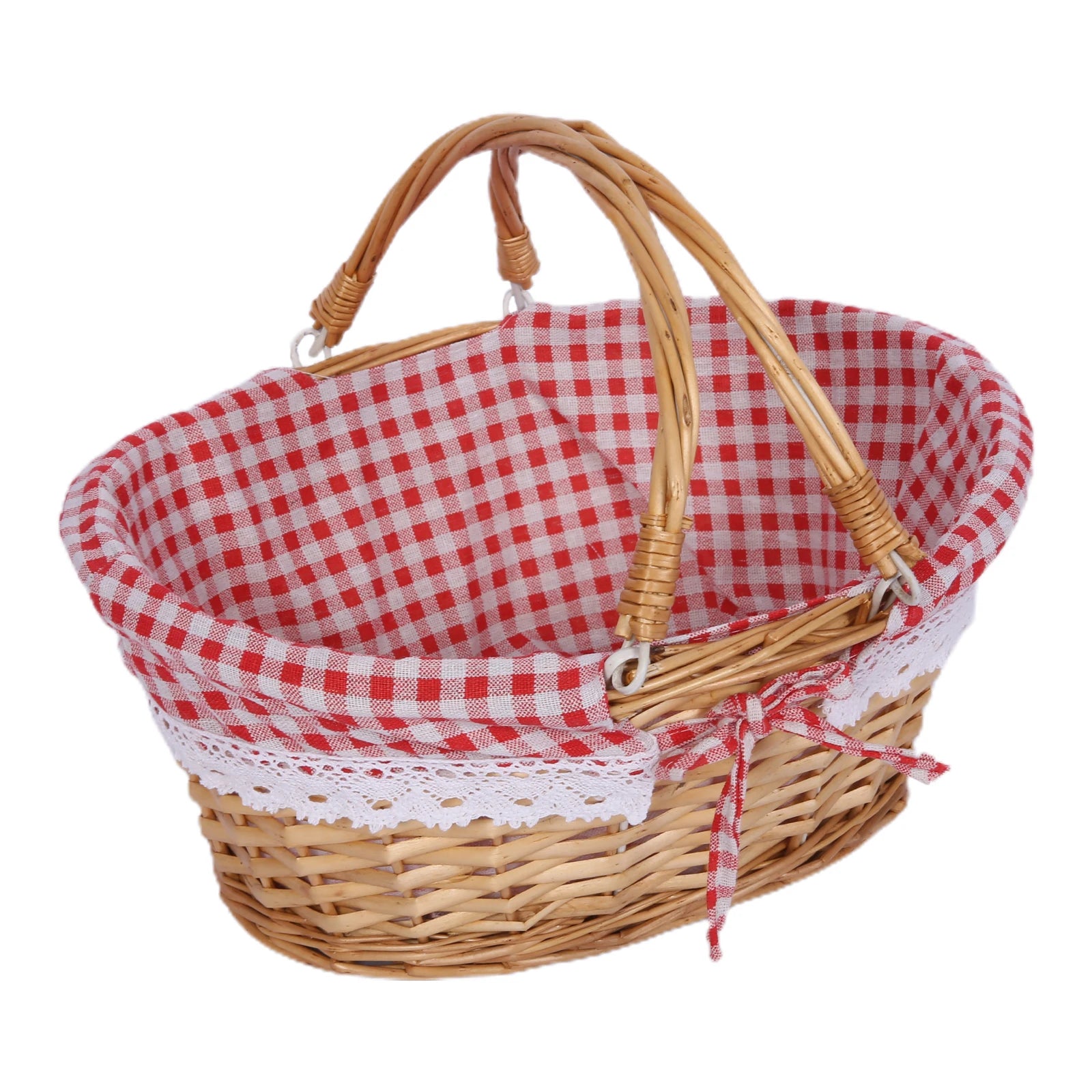 Woven Rattan Easter Basket with Folding Handle - Eco-Friendly Picnic & Gift Basket
