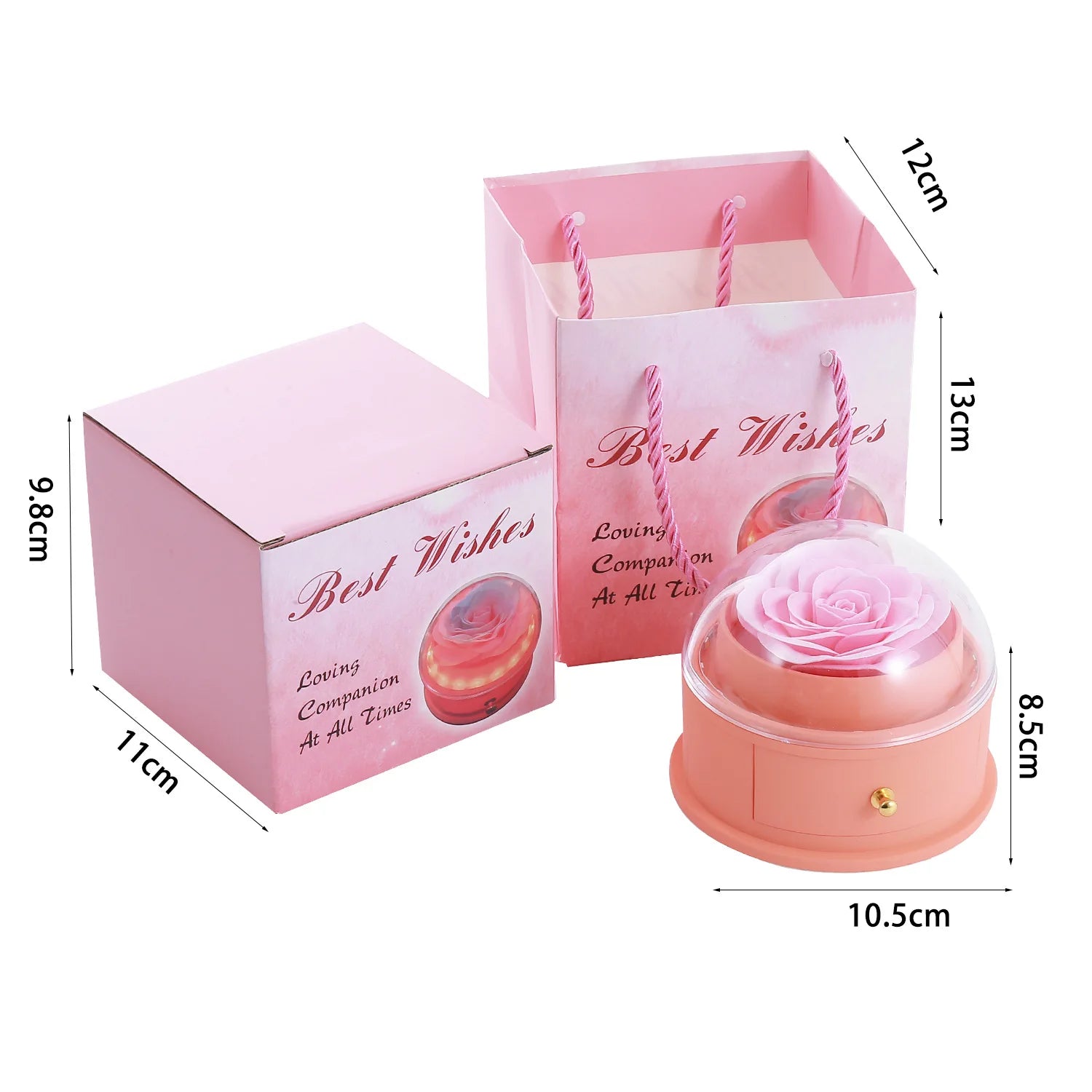 LED Rose Jewelry Box - Illuminated Gift Box with Eternal Flower | Mother’s Day, Birthday, Valentine’s