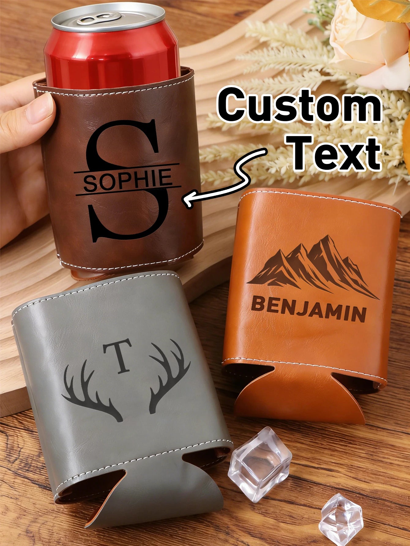 Personalized Leather Can Koozie – Custom Engraved Stubby Holder