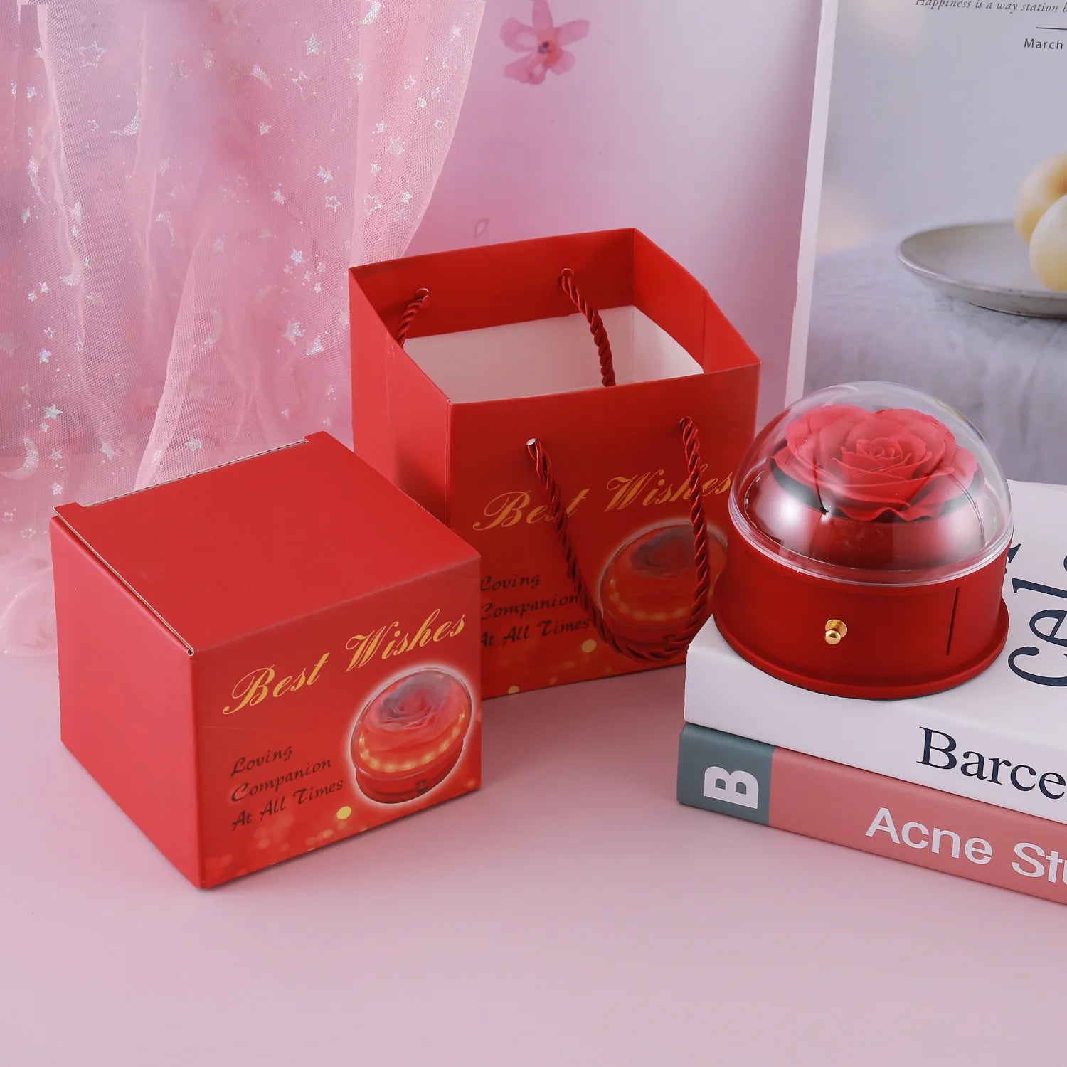 LED Rose Jewelry Box - Illuminated Gift Box with Eternal Flower | Mother’s Day, Birthday, Valentine’s