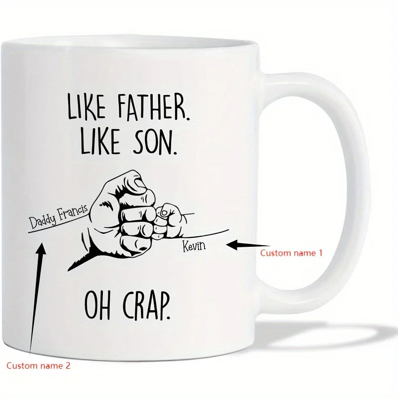 Personalized Father & Son 11oz/325ml Coffee Mug – Fist Bump Dad Gift