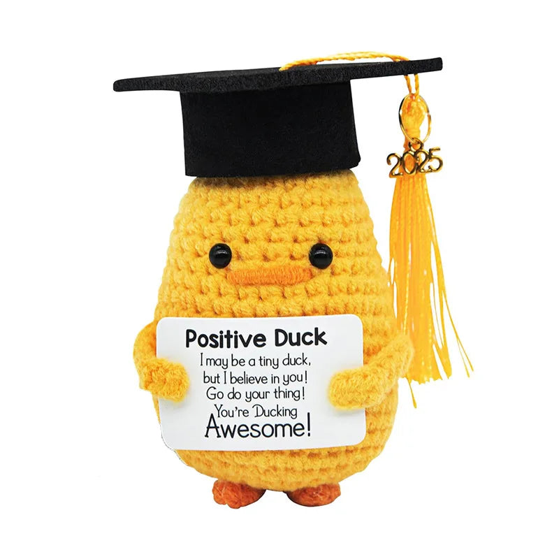 Graduation Duck Plush Gift - Inspirational Crochet Doll with Cap