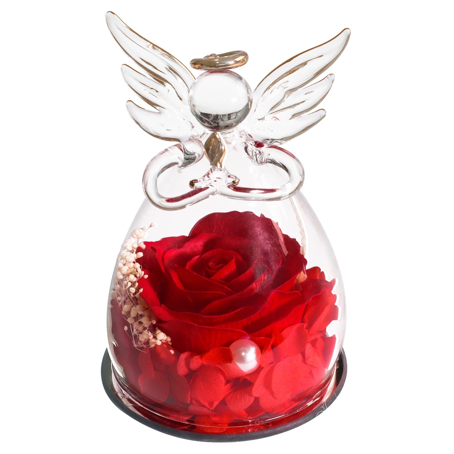 Soap Rose in Angel Glass Dome - Eternal Flower Gift
