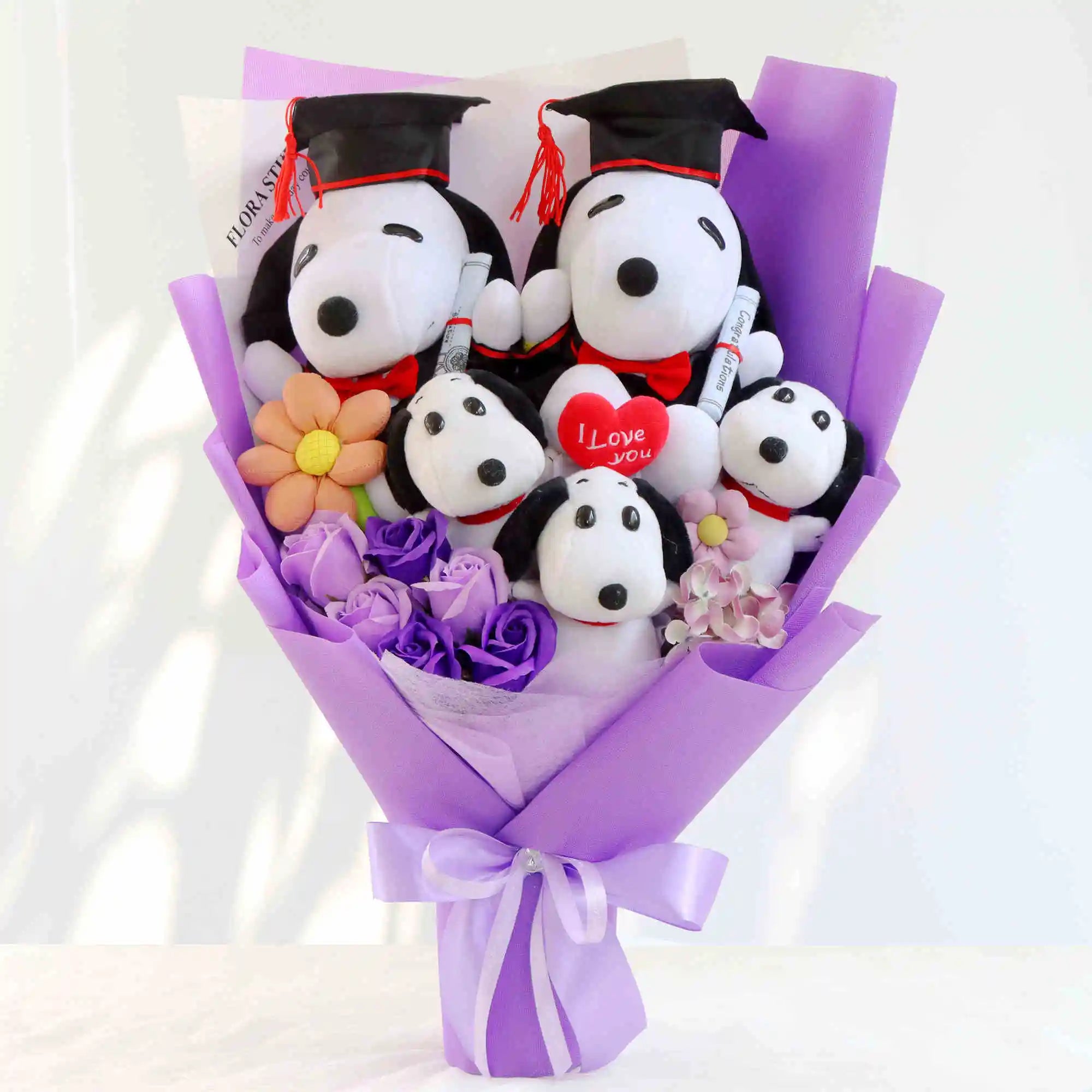 Plush Puppies Bouquet Gift - Graduation, Birthday & Mother's Day