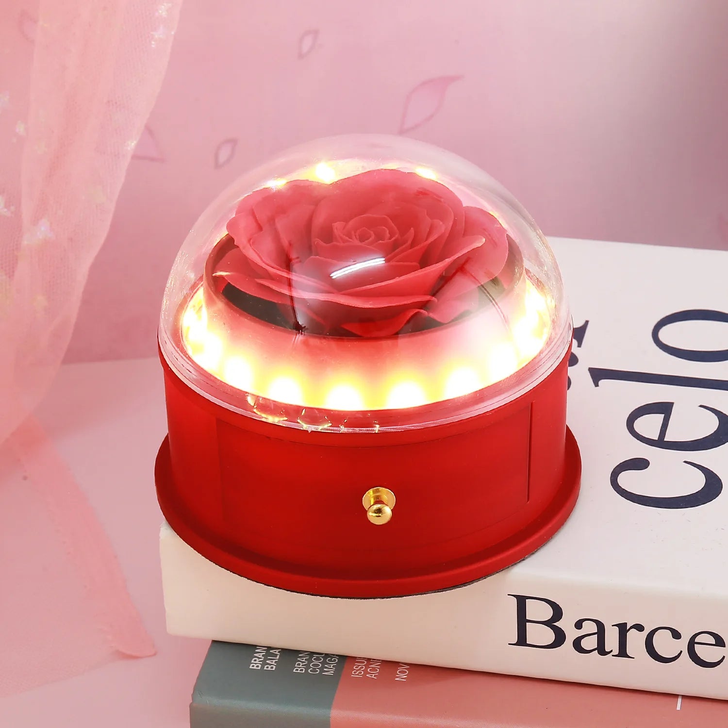 LED Rose Jewelry Box - Illuminated Gift Box with Eternal Flower | Mother’s Day, Birthday, Valentine’s