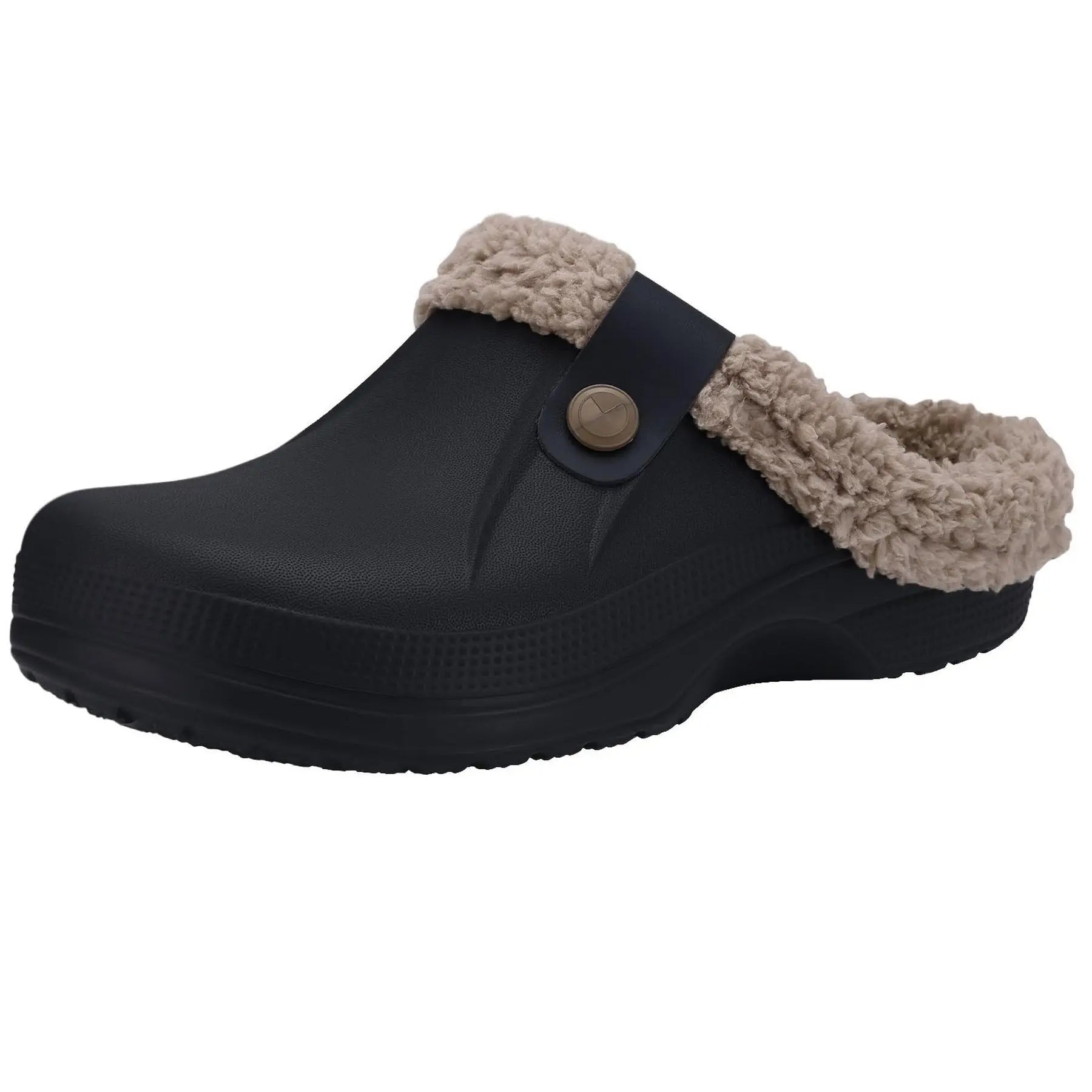 Men's Waterproof Fur Slippers – Warm Non-Slip Winter Shoes