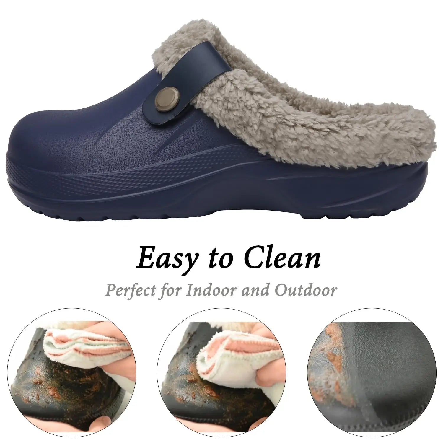 Men's Waterproof Fur Slippers – Warm Non-Slip Winter Shoes