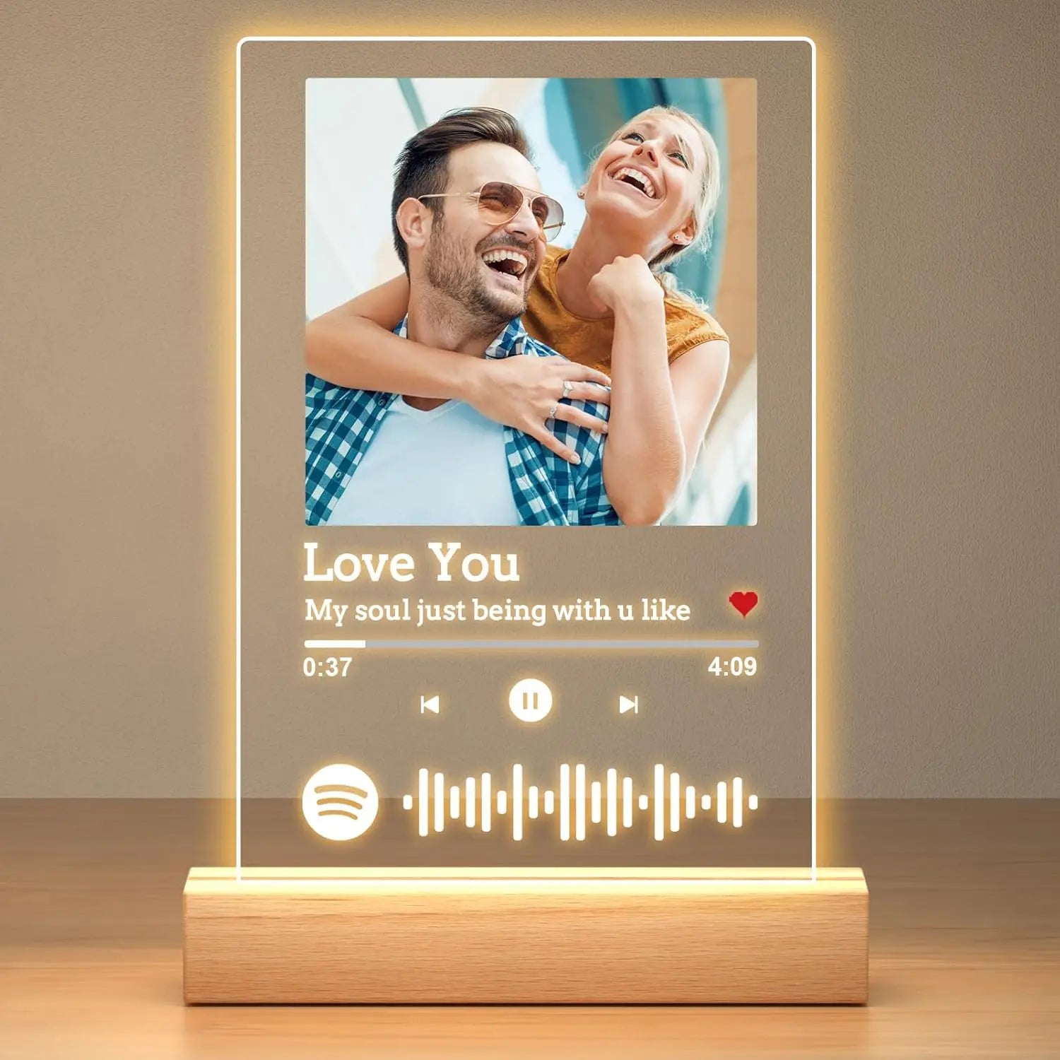 Custom Valentine's Day Gifts Song Plaque Personalized Lamp With Photo Custom couple Romantic Birthday Gift Acrylic Frame