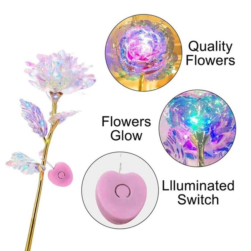 Gold Rose LED Light Gift for Valentine's Mother's Day