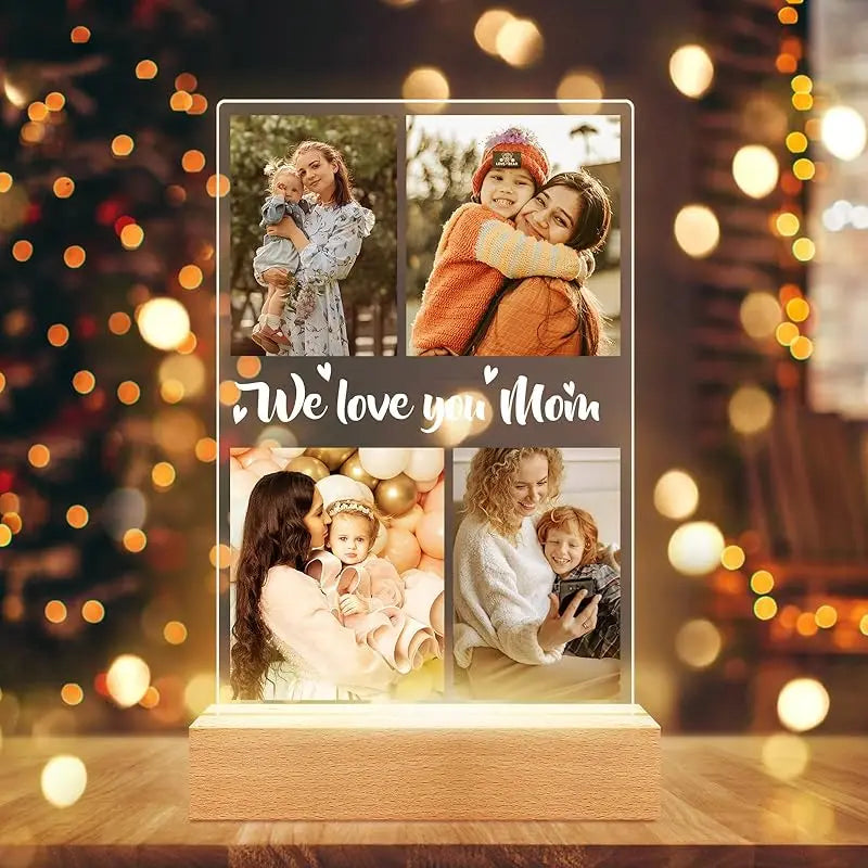 Personalized Picture Frame with LED Light - Custom Valentine's Birthday Photo Gift