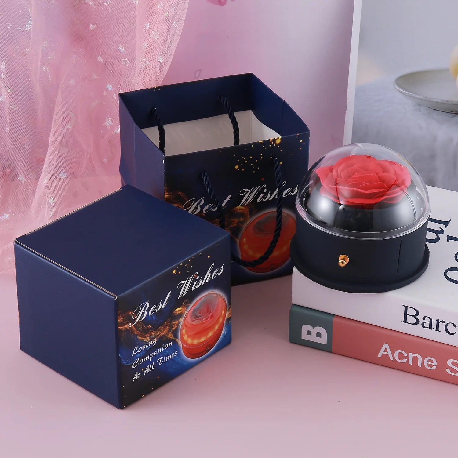 LED Rose Jewelry Box - Illuminated Gift Box with Eternal Flower | Mother’s Day, Birthday, Valentine’s