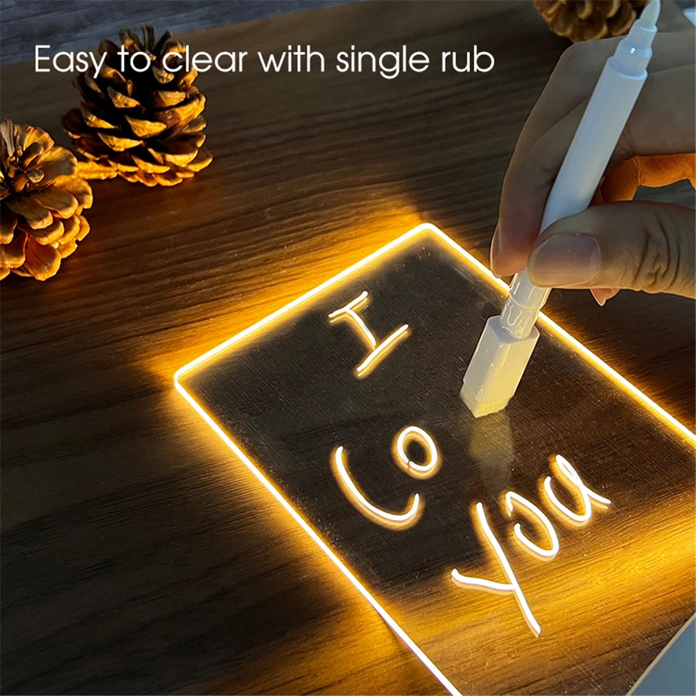 LED Message Board Night Light - USB Erasable Acrylic Desk Lamp Mothers Day Birthday