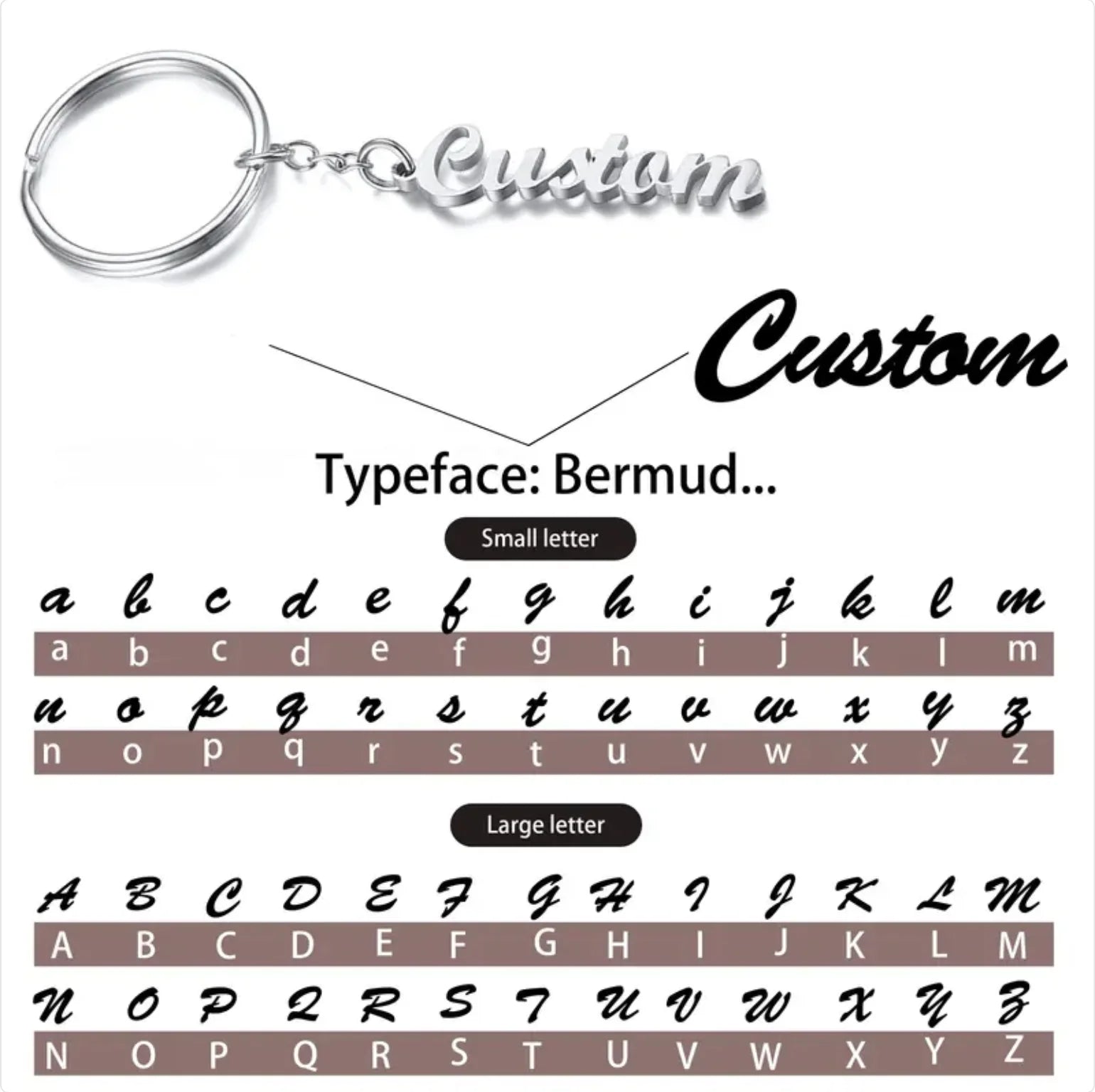 Personalized Name Keychain - Custom Shape Tag Key Ring Mothers Day Anniversary Birthday