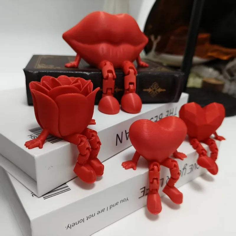 3D Printed Rose Figurine Gift - Valentine's Day Romantic Desk Decor