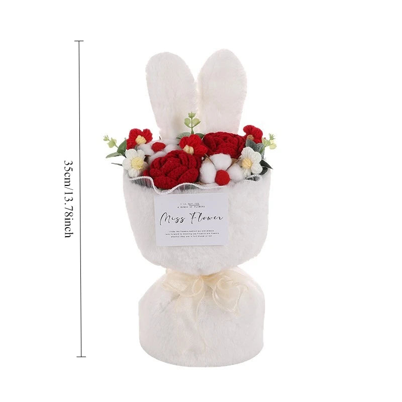 Easter Bunny Plush Knitted Rabbit Bouquet - Cute Bunny Ears Gift