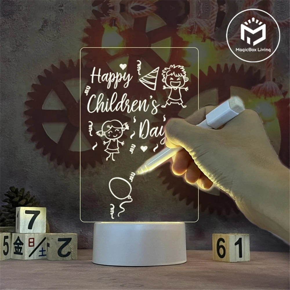 LED Message Board Night Light - USB Erasable Acrylic Desk Lamp Mothers Day Birthday
