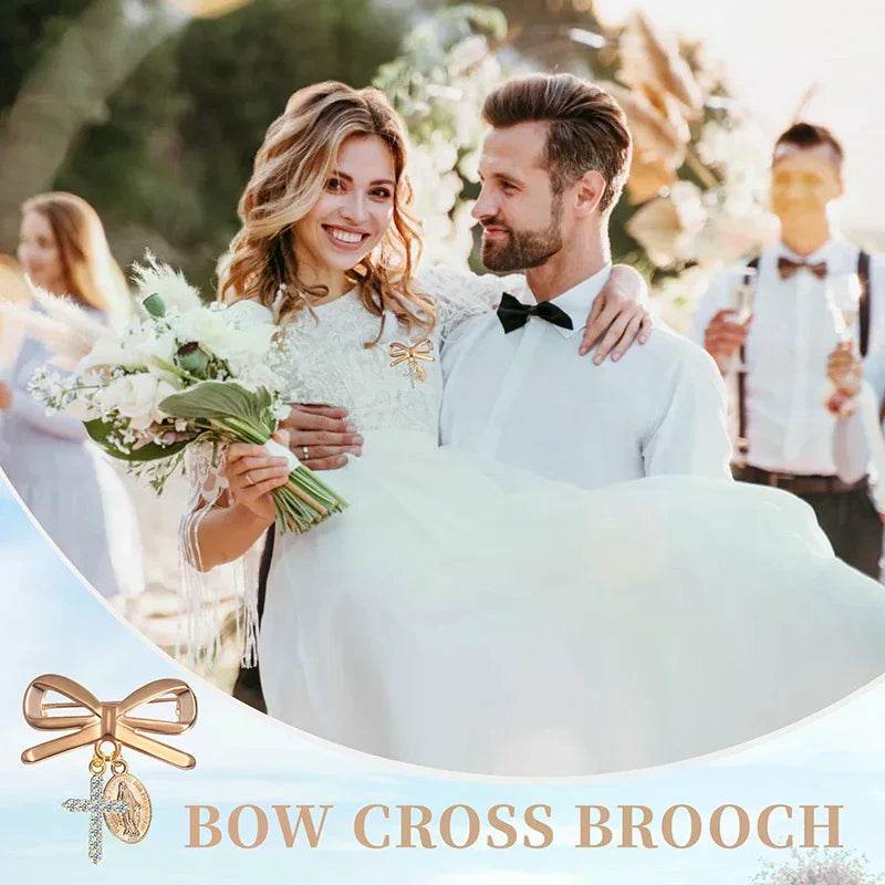 Wedding Favors Gold Bow Brooch Gift Set with Thank You Cards