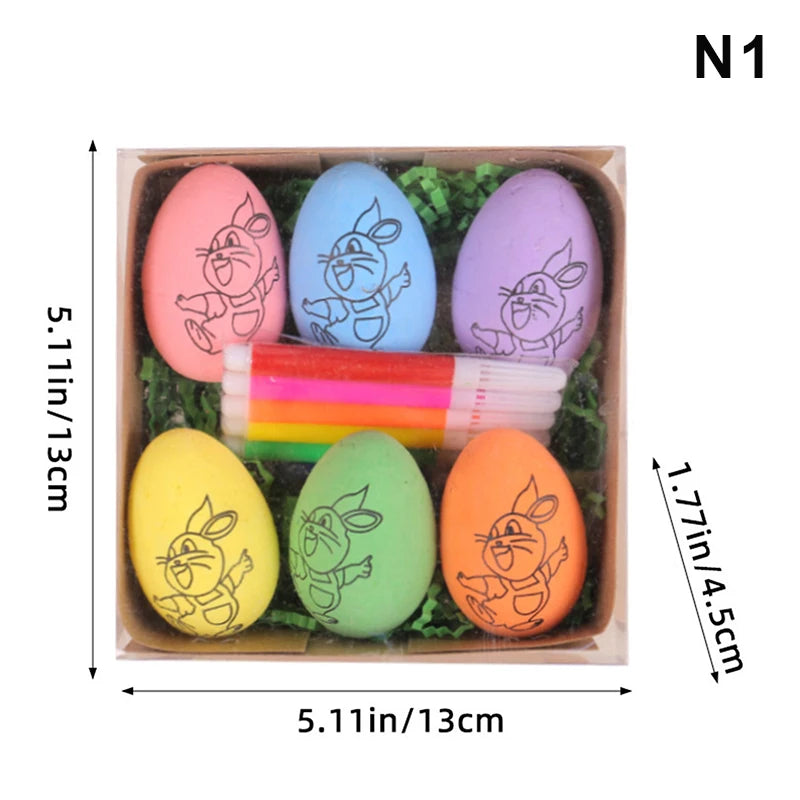 Easter DIY Hand-Painted Eggs Kit with Cartoon Design - Kids Easter Craft Gift