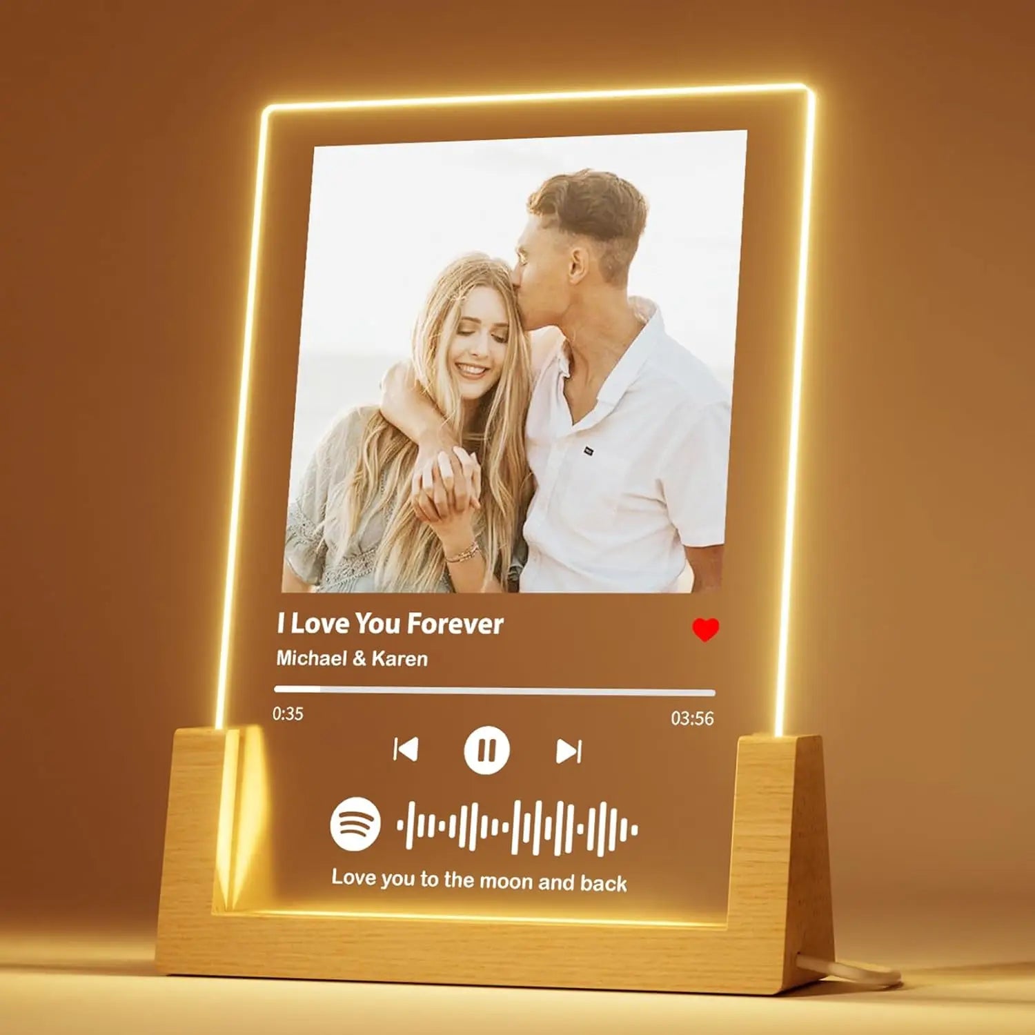 Custom Valentine's Day Gifts Song Plaque Personalized Lamp With Photo Custom couple Romantic Birthday Gift Acrylic Frame