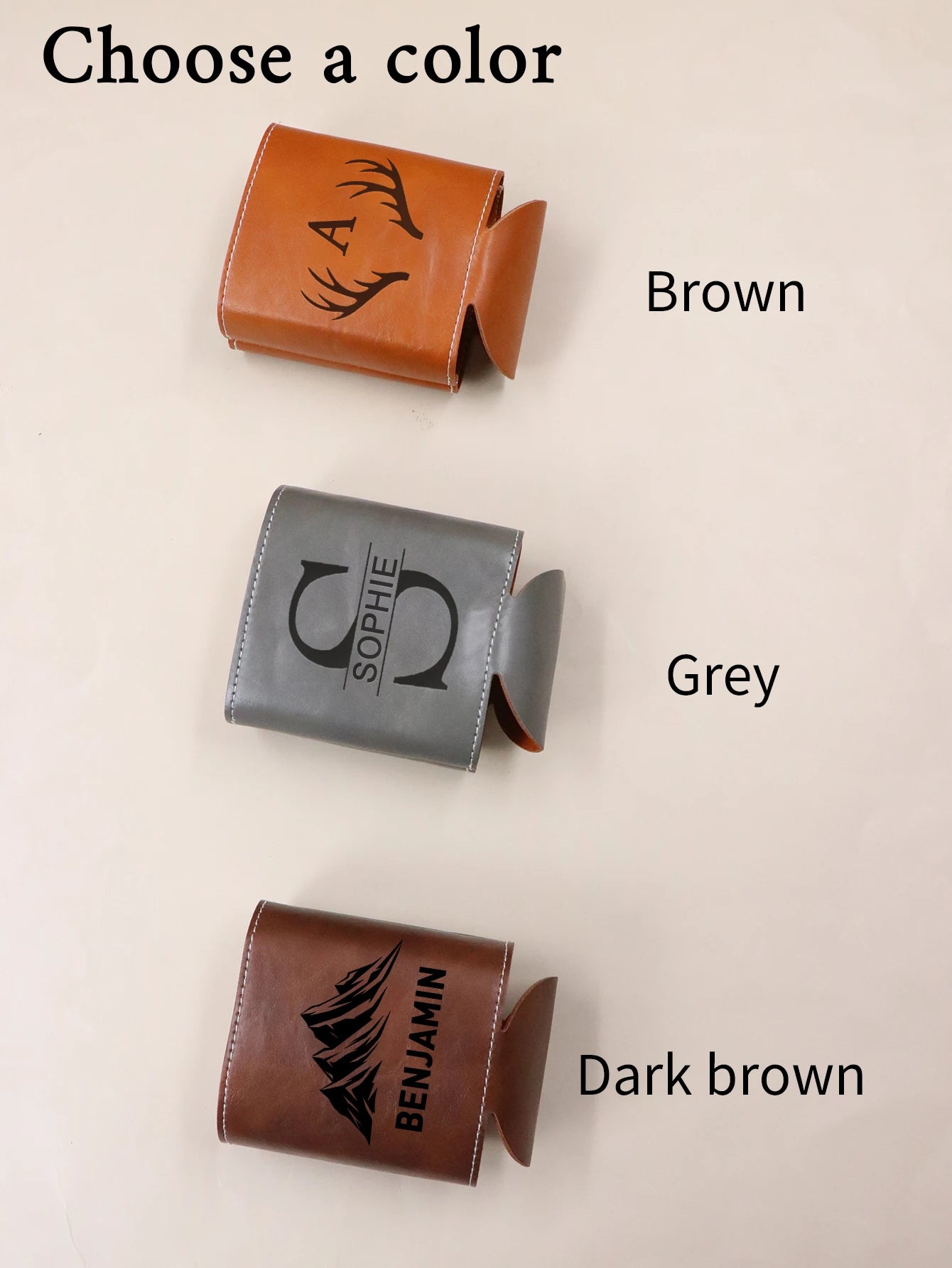 Personalized Leather Can Koozie – Custom Engraved Stubby Holder