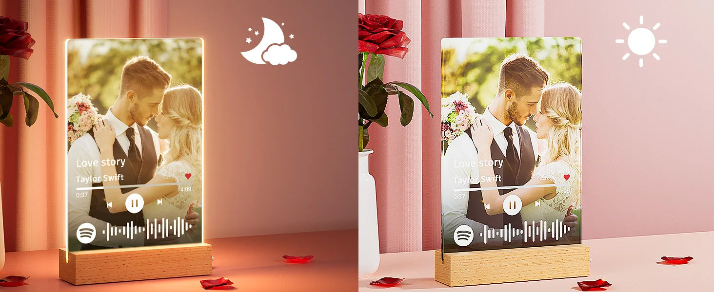 Custom Valentine's Day Gifts Song Plaque Personalized Lamp With Photo Custom couple Romantic Birthday Gift Acrylic Frame