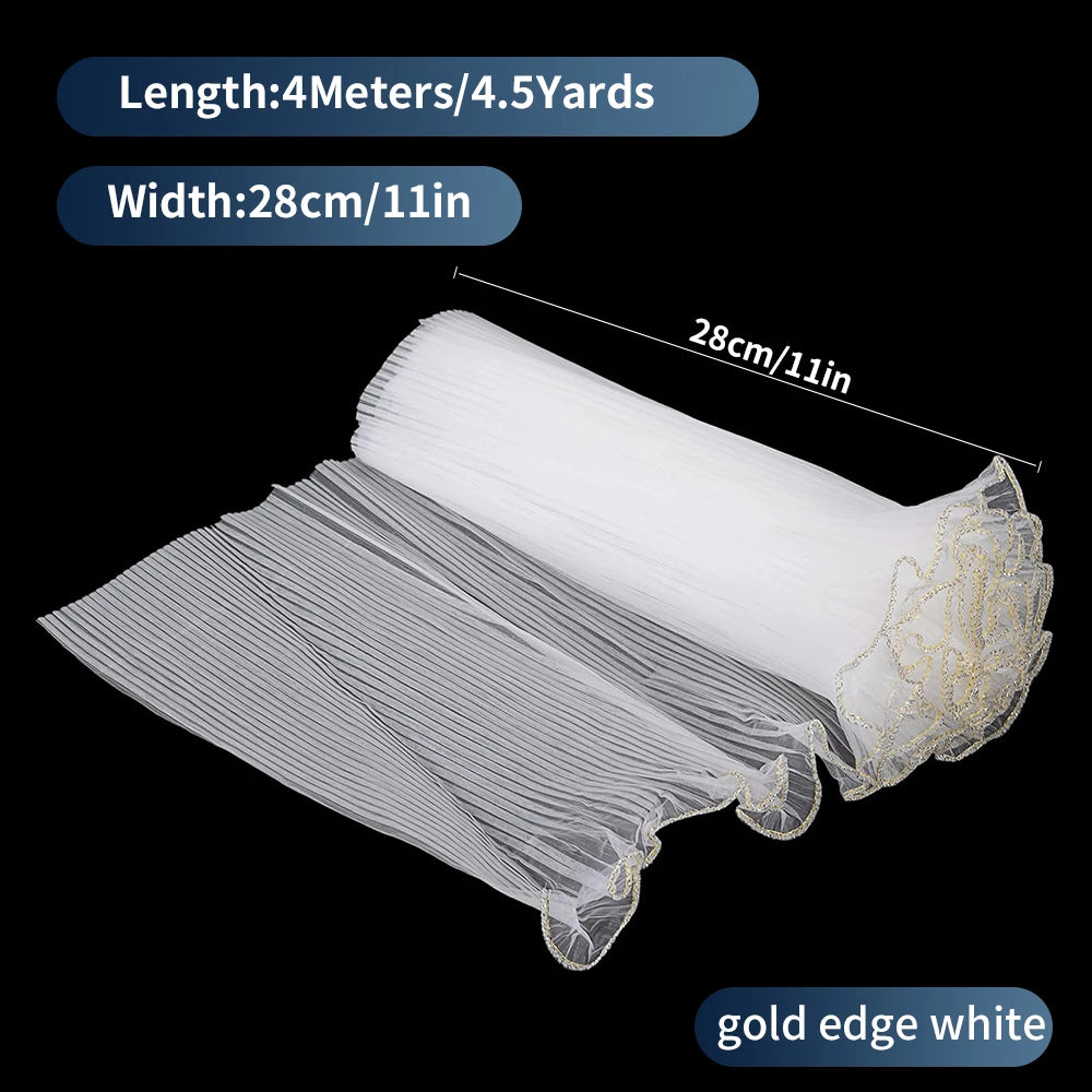 White Floral Packaging for Bouquets  Including Decorative Mesh Wrapping Paper, Pearl-Edged Wrapping Paper, Wrinkled Wave Mesh