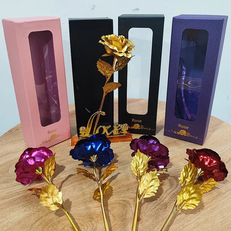 Valentine's Day Creative Gift: 24K Gold Foil Rose, Foreverlasting Love, Wedding & Christmas Decoration
