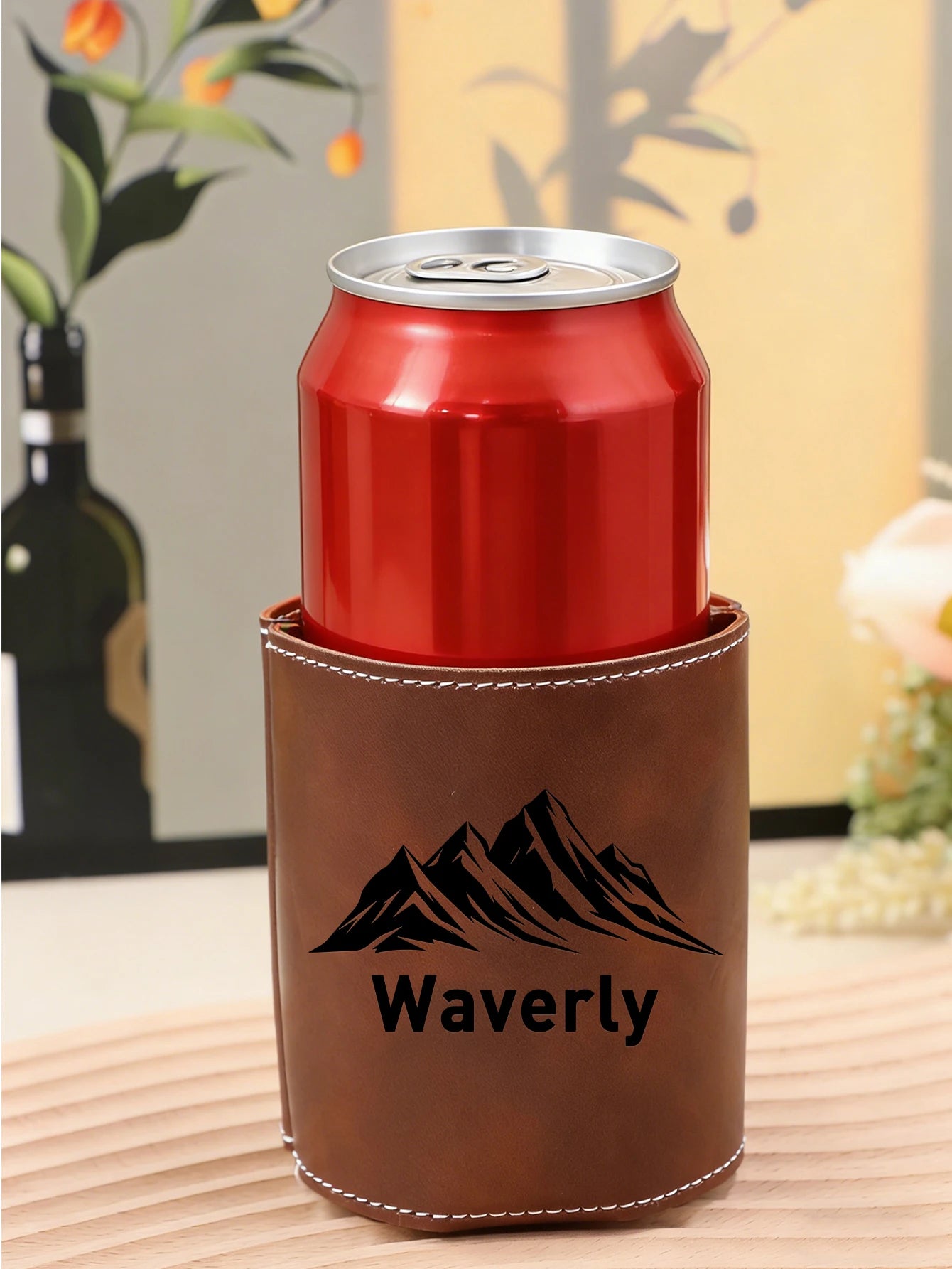 Personalized Leather Can Koozie – Custom Engraved Stubby Holder