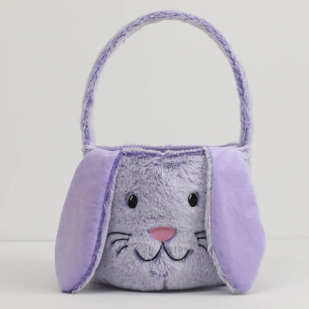 Easter Bunny Basket for Kids - Plush Egg Hunt Bag