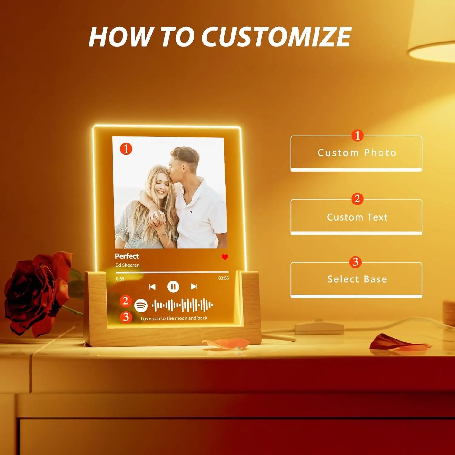 Custom Valentine's Day Gifts Song Plaque Personalized Lamp With Photo Custom couple Romantic Birthday Gift Acrylic Frame