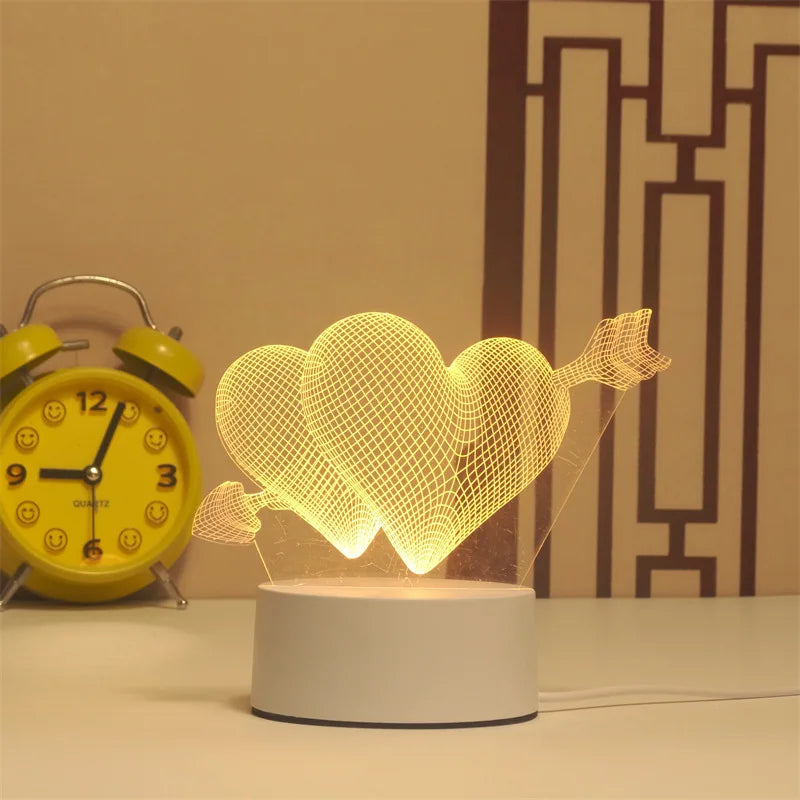 Wedding Birthday Gift Love 3D Acrylic Neon Sign USB Led Lamp Children's Night Lights Table Lamp Valentines Day Bedside Lamp